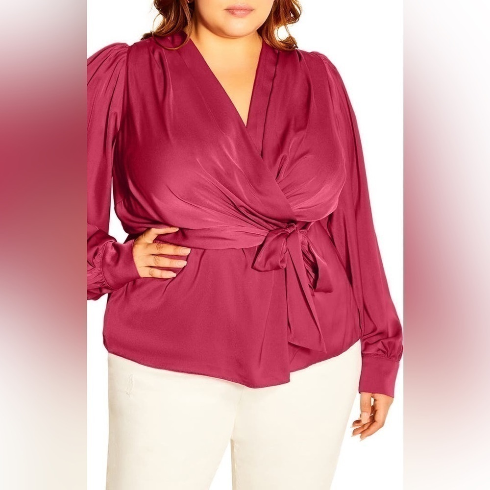 City Chic Opulent Wrap Top, Size S/16